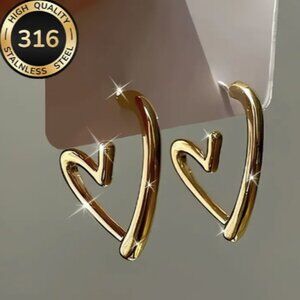 22k Gold Plated Heart Hoop Earrings